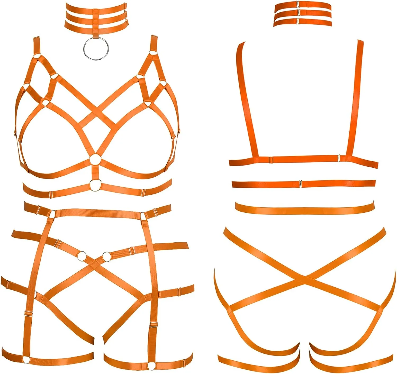 Plus Size Plump Garter Belt Set Full Body Harness for Women Punk Lingerie cage Large Size Festival Rave Gothic Bra