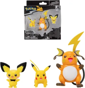 Pokémon Bandai Evolution Pack Pichu, Pikachu & Raichu – Pichu Figure 5 cm   Pikachu Figure 8 cm   Raichu Figure 10 cm – JW2778