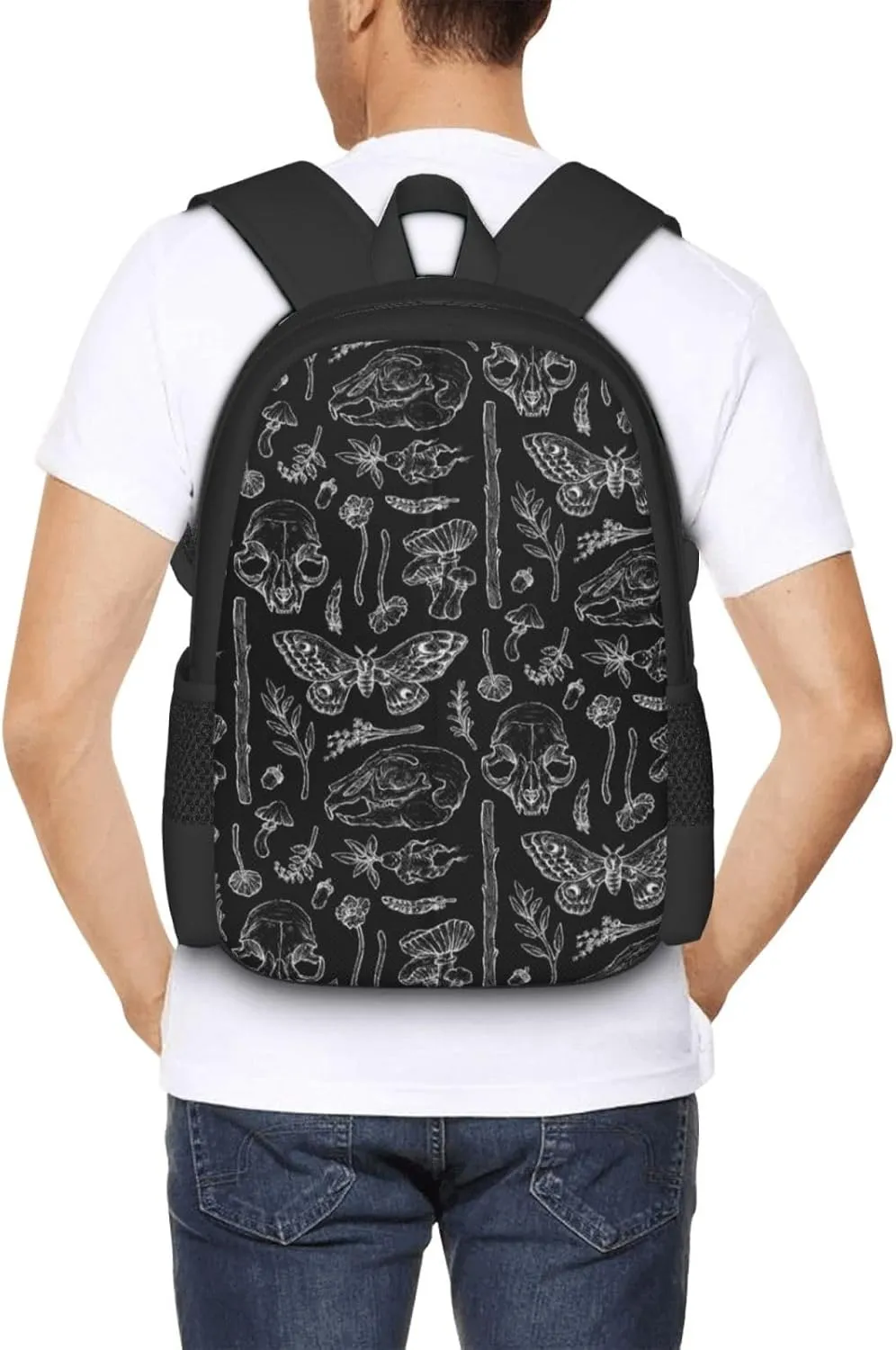 Polyester Backpack for Butterfly Skull Head Mushroom Leaf Specimen Travel Hiking Daypack - Big Capacity Multipurpose Business Anti-Theft Bookbag for Men Women