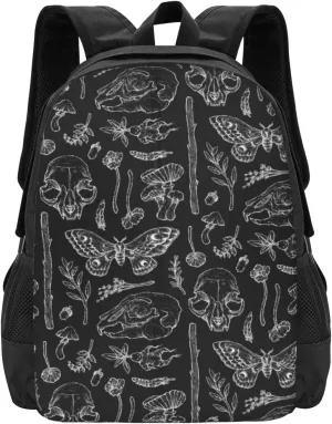 Polyester Backpack for Butterfly Skull Head Mushroom Leaf Specimen Travel Hiking Daypack - Big Capacity Multipurpose Business Anti-Theft Bookbag for Men Women