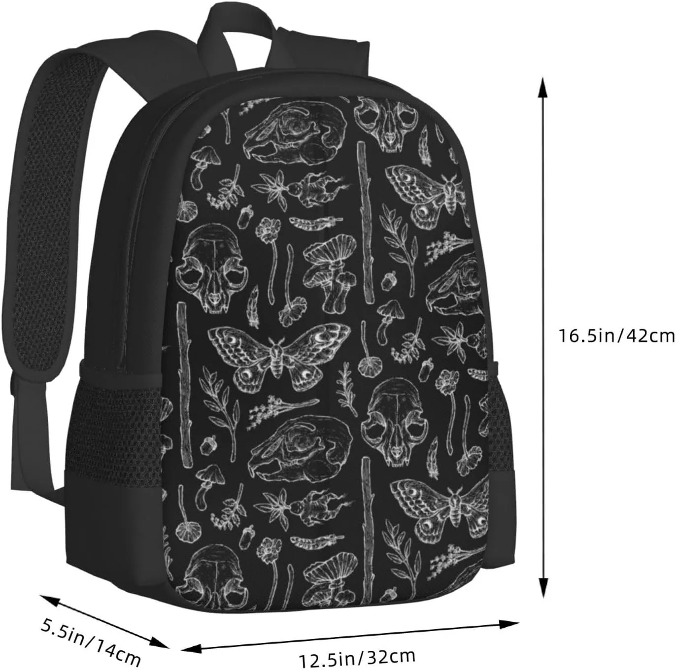 Polyester Backpack for Butterfly Skull Head Mushroom Leaf Specimen Travel Hiking Daypack - Big Capacity Multipurpose Business Anti-Theft Bookbag for Men Women