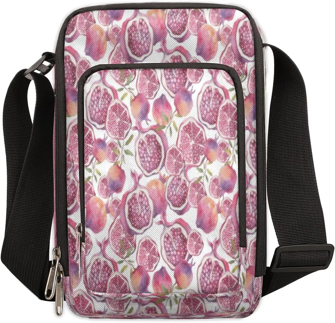 Pomegranate Fruit Crossbody Bag Small Sling Bag for Women and Men with Adjustable Shoulder Strap and Zipper Waterproof Fanny Pack for Working Traveling Hiking