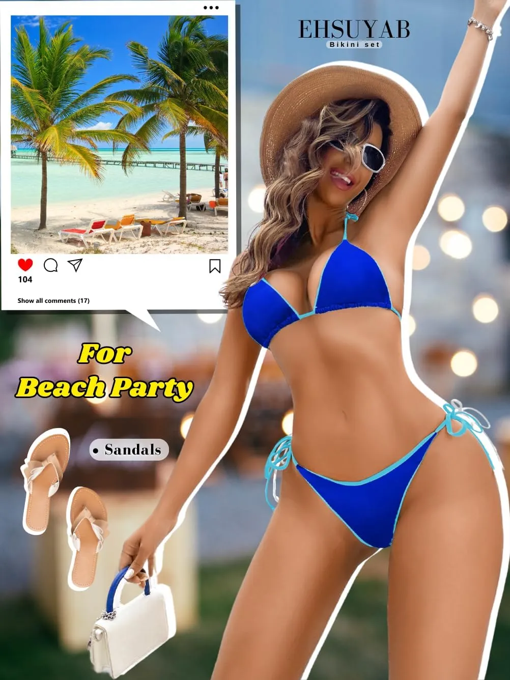 Pool Party Glitter Bikini, Neon Strap, Padded 2Pc Swimsuit Boudoir Shoot