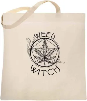 Pop Threads Weed Witch Retro Marijuana Pot 420 Wicca Graphic Canvas Tote Bag