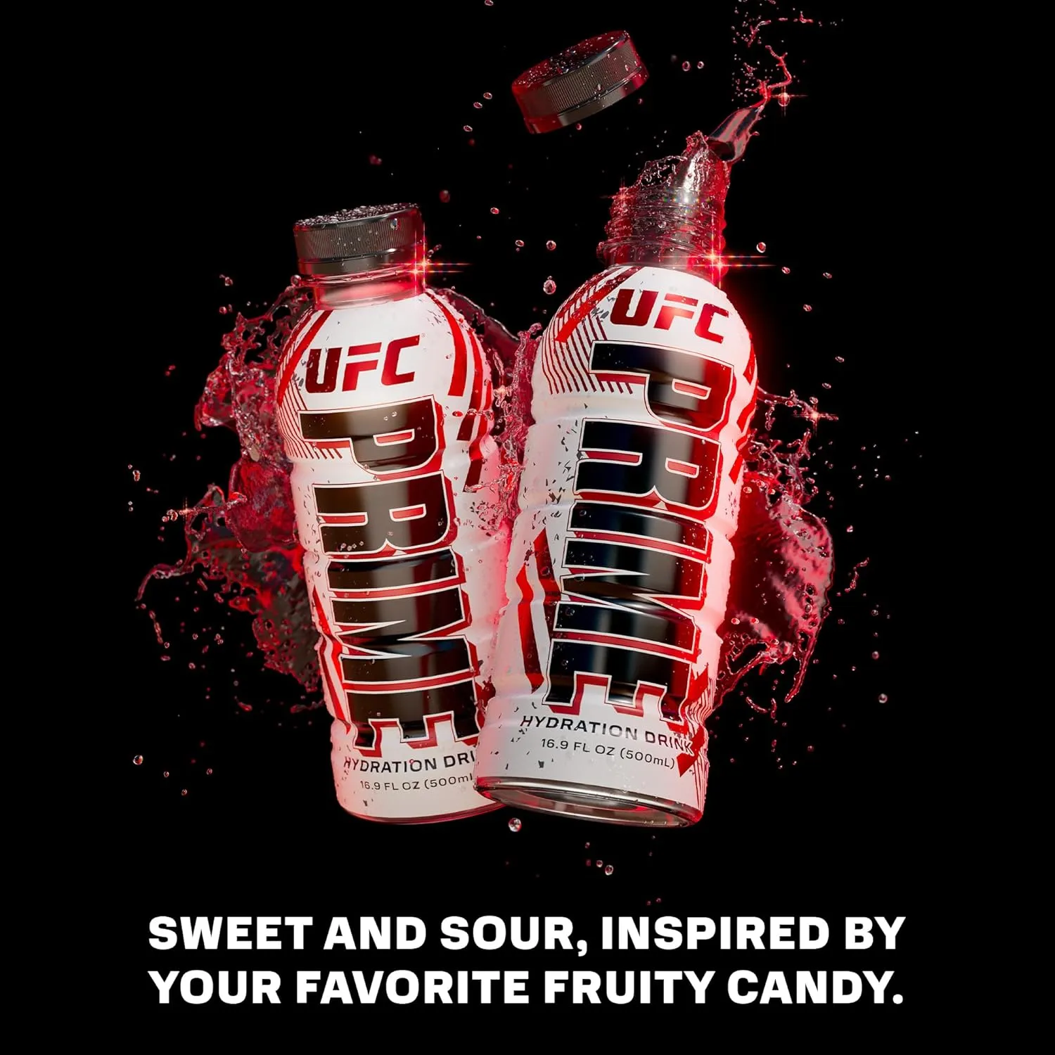 PRIME Hydration UFC, Sports Drinks, Electrolyte Enhanced for Ultimate Hydration, 250mg BCAAs, B Vitamins, Antioxidants, Low Sugar, 16.9 Fl Oz, 12 Pack