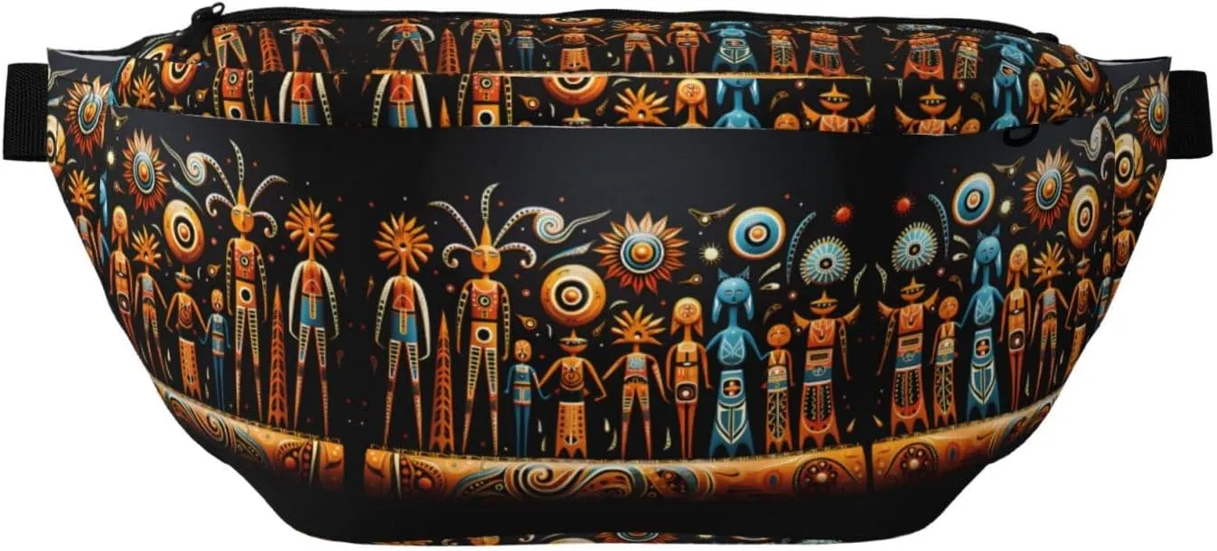 Primitive Totem Large Crossbody Fanny Pack,Gifts For Enjoy Sports Festival Workout Traveling Running Casual