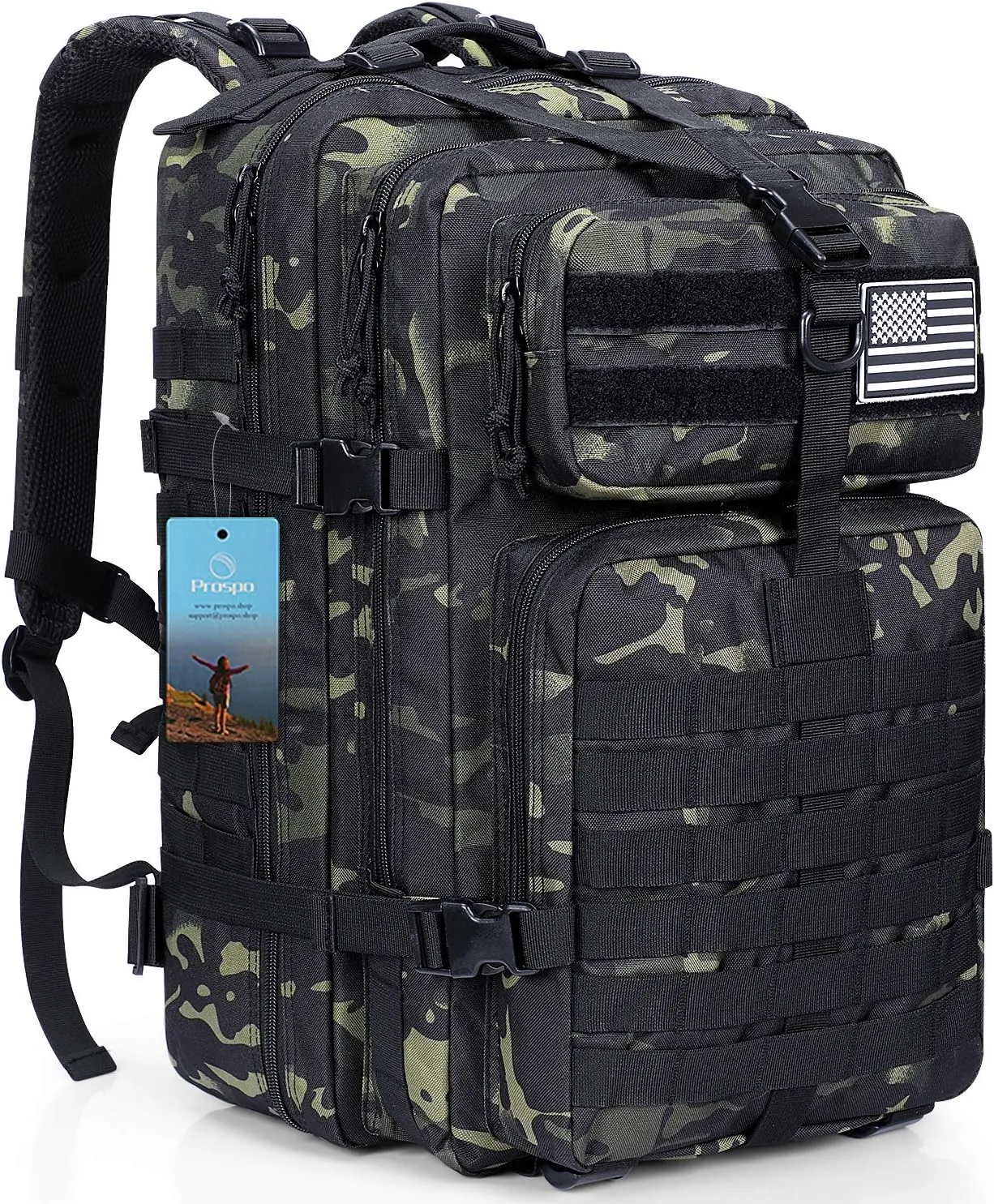 Prospo 40L Military Tactical Shoulder Backpack for Assault Survival Molle Bag Pack Fishing Backpack for Tackle Storage