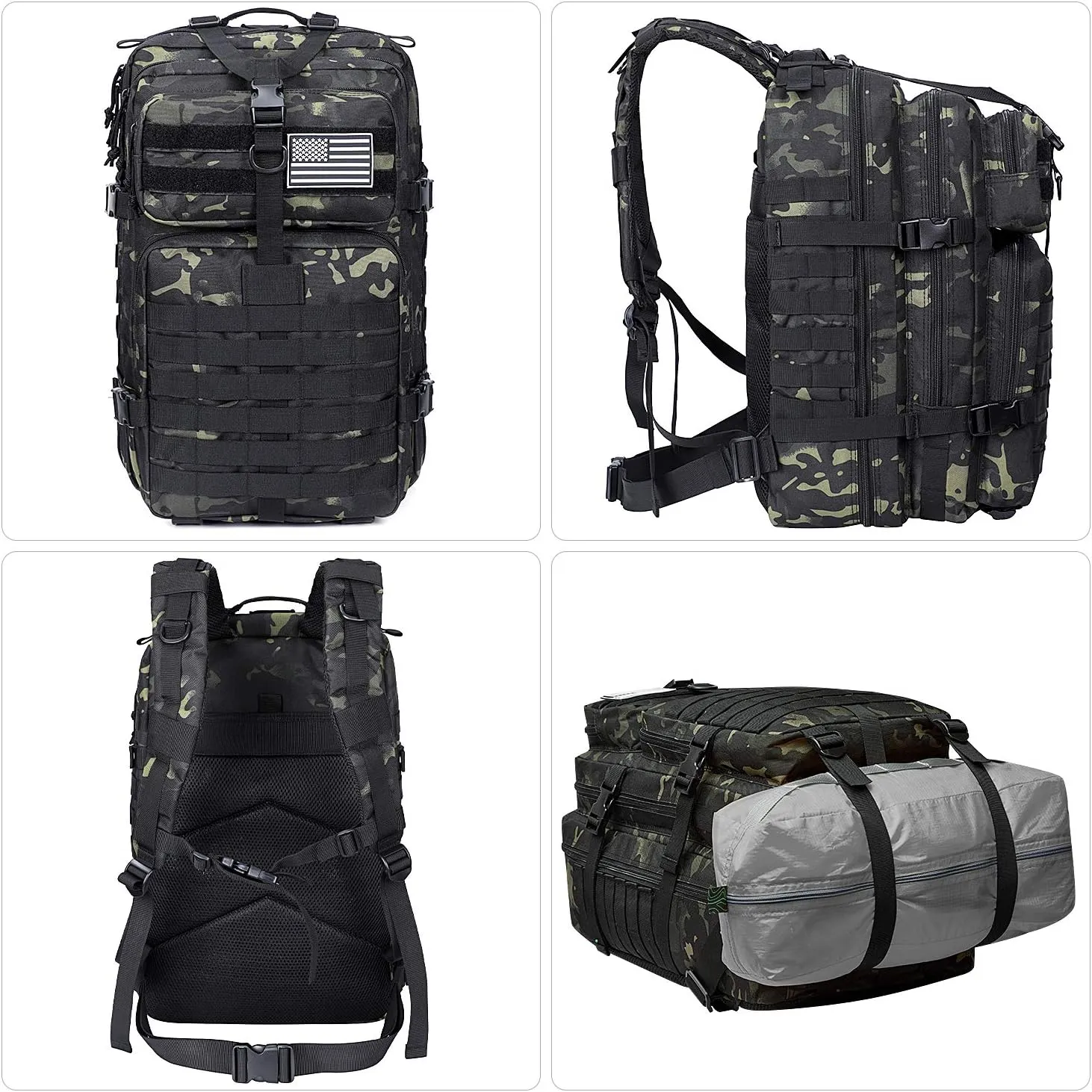 Prospo 40L Military Tactical Shoulder Backpack for Assault Survival Molle Bag Pack Fishing Backpack for Tackle Storage