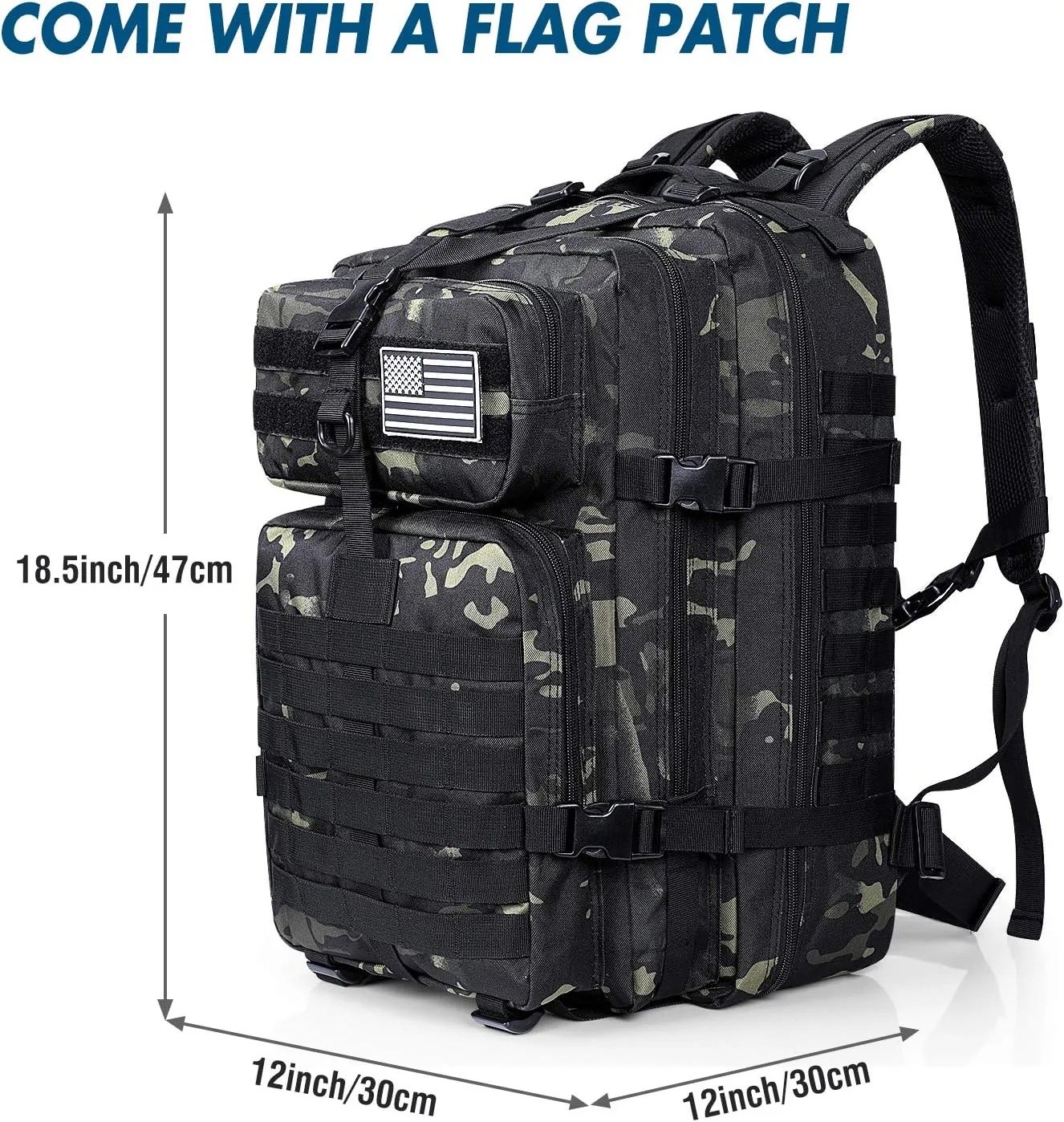 Prospo 40L Military Tactical Shoulder Backpack for Assault Survival Molle Bag Pack Fishing Backpack for Tackle Storage