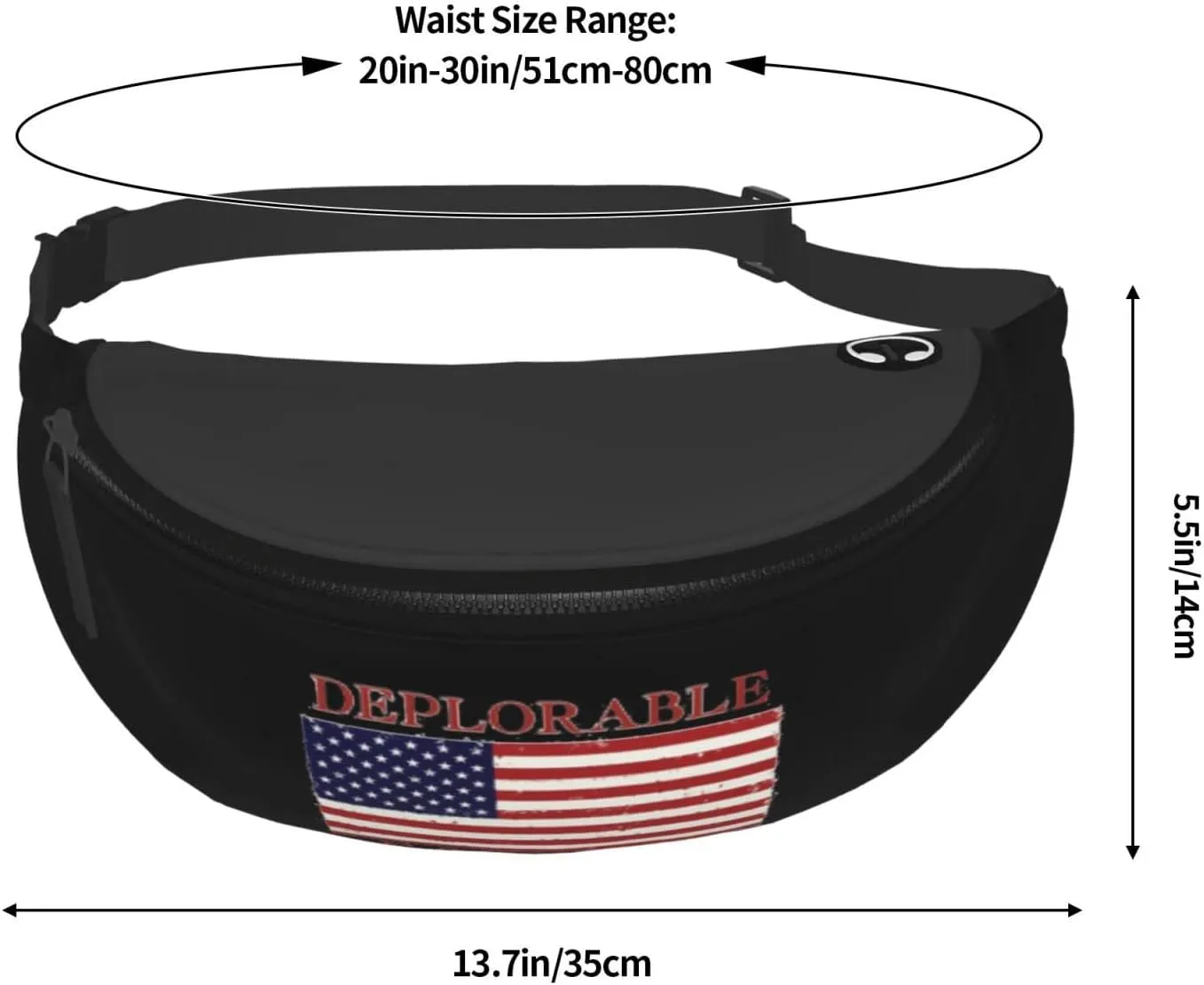 Proud Deplorable Patriot American Flag Unisex Adjustable Waist Bag Outdoor Sports Running Waist Bag Business Travel Phone Bag