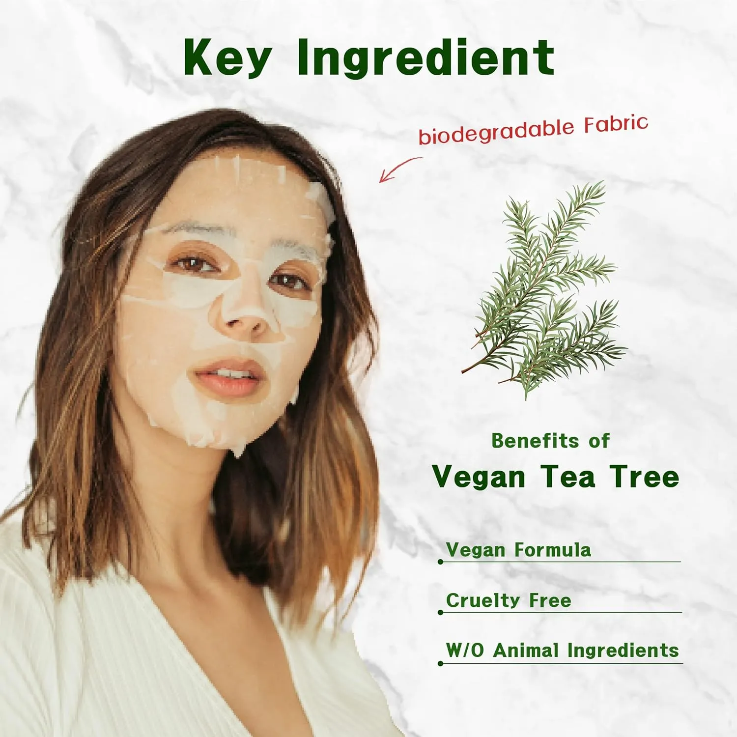 Purederm Vegan Tea Tree Sheet Masks (12 Packs) – Facial Sheet Mask for Calming & Trouble Reducing Treatment