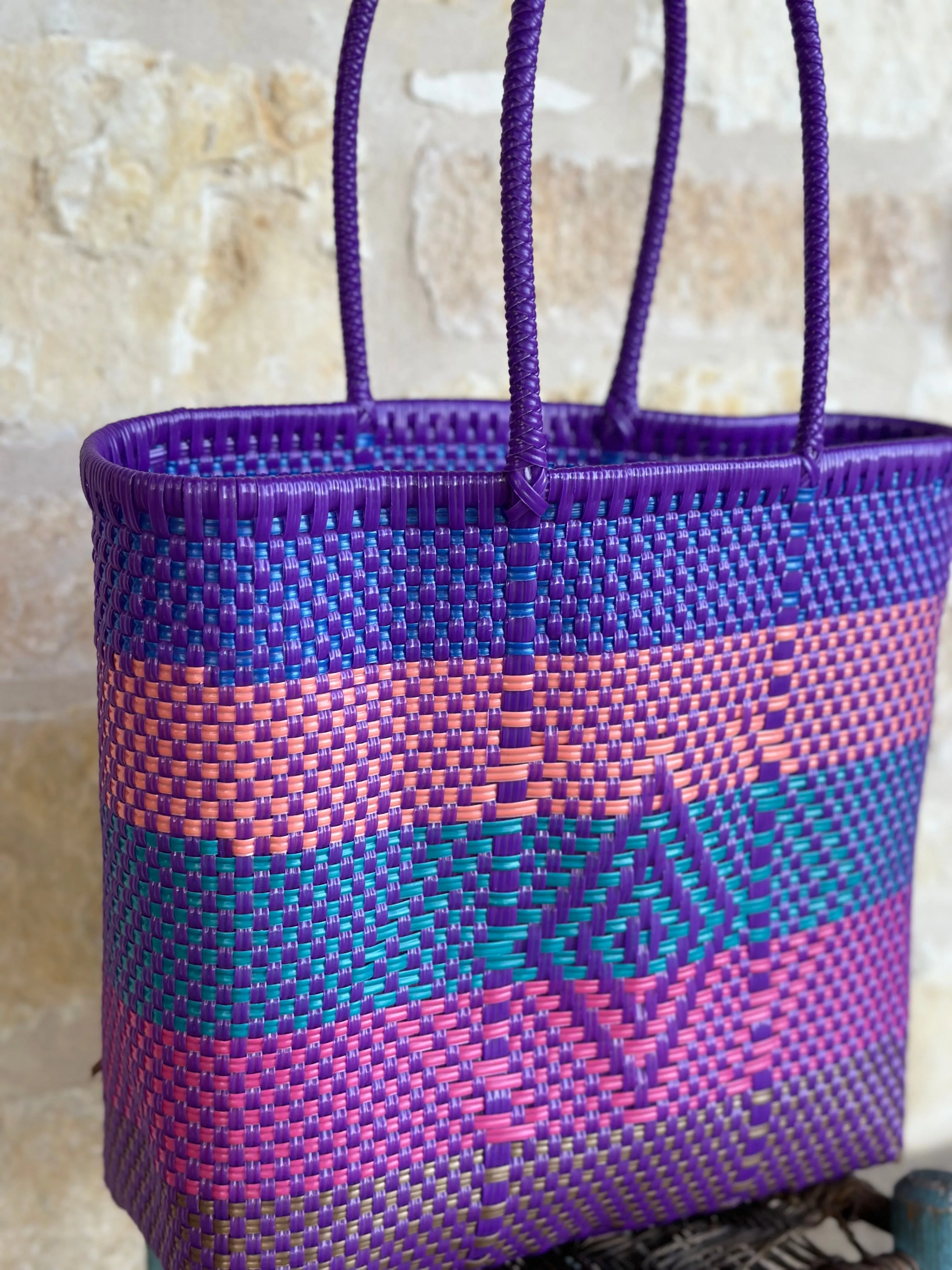 Purple, Teal, Pink Woven Tote