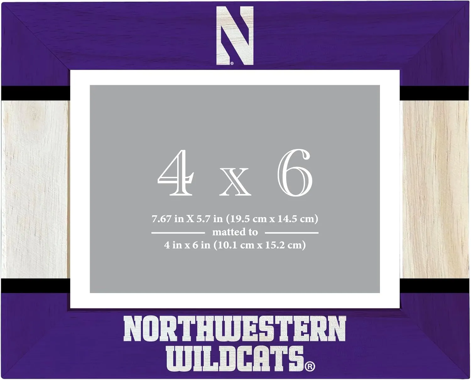 R and R Imports Northwestern University Wildcats Wooden Photo Frame Matted to 4 x 6 Inch Officially Licensed Collegiate Product (Printed)