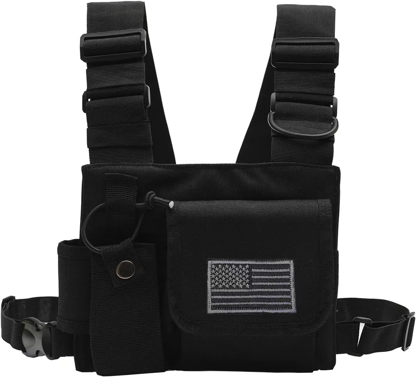 Radio Chest Harness Chest Front Single Pack Pouch Holster Vest Rig for Motorola Midland Kenwood Baofeng Retevis Walkie Talkie with Reflective Strips Shoulder