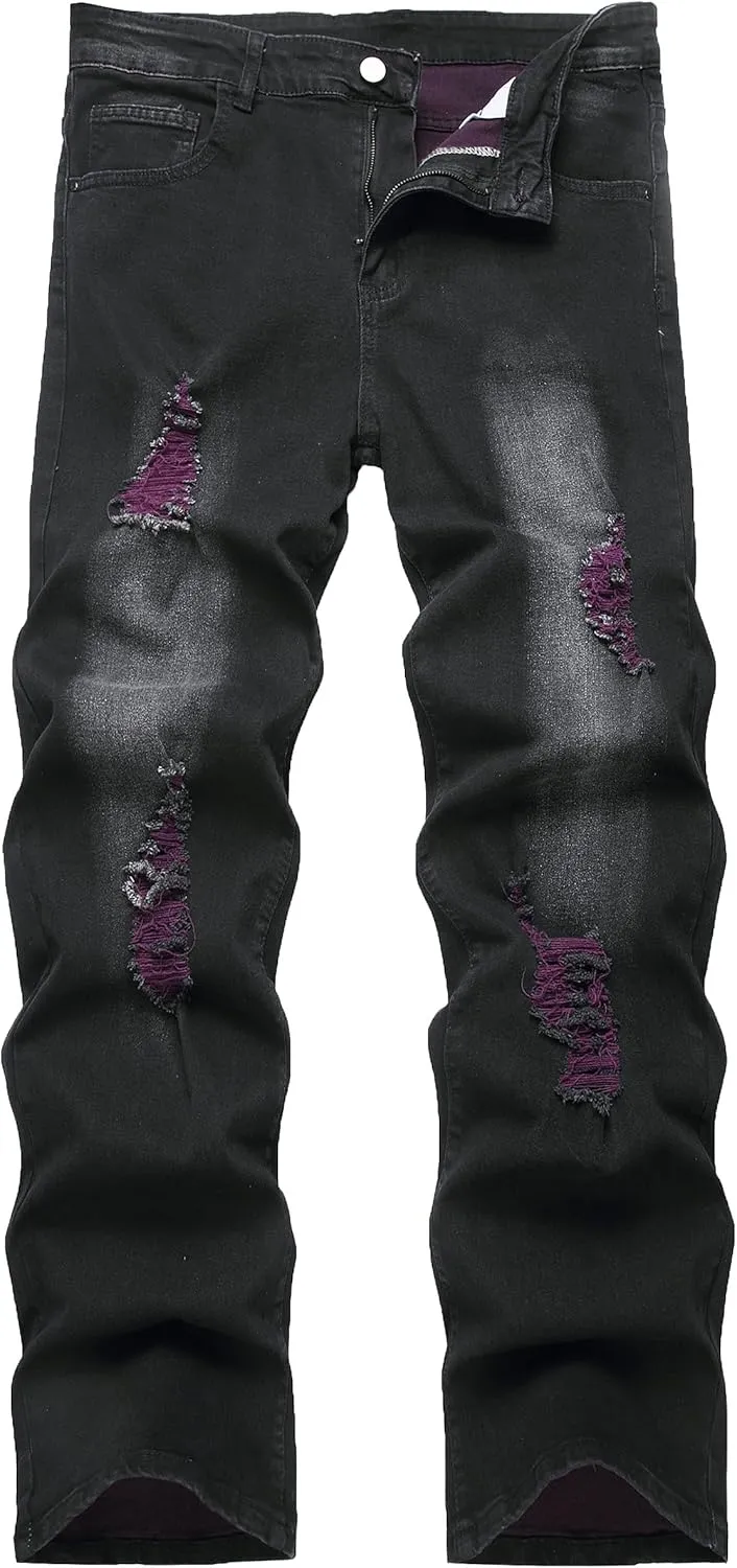 RANMCC Men's Baggy Jeans Loose Straight Fit Y2K Stretch Hip Hop Denim Casual Pants Jeans (Size 30-46)