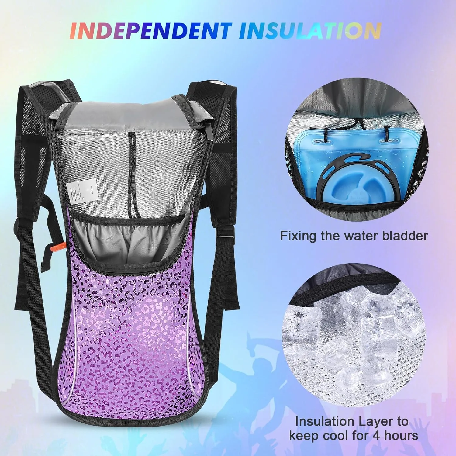 Rave Hydration Pack, Hydration Backpack with 2L Hydration Bladder, Festival Essential Water Backpack for Hiking, Running, Cycling, and Music Festivals