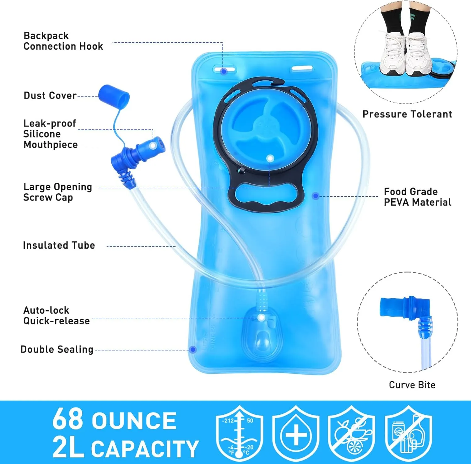 Rave Hydration Pack, Hydration Backpack with 2L Hydration Bladder, Festival Essential Water Backpack for Hiking, Running, Cycling, and Music Festivals