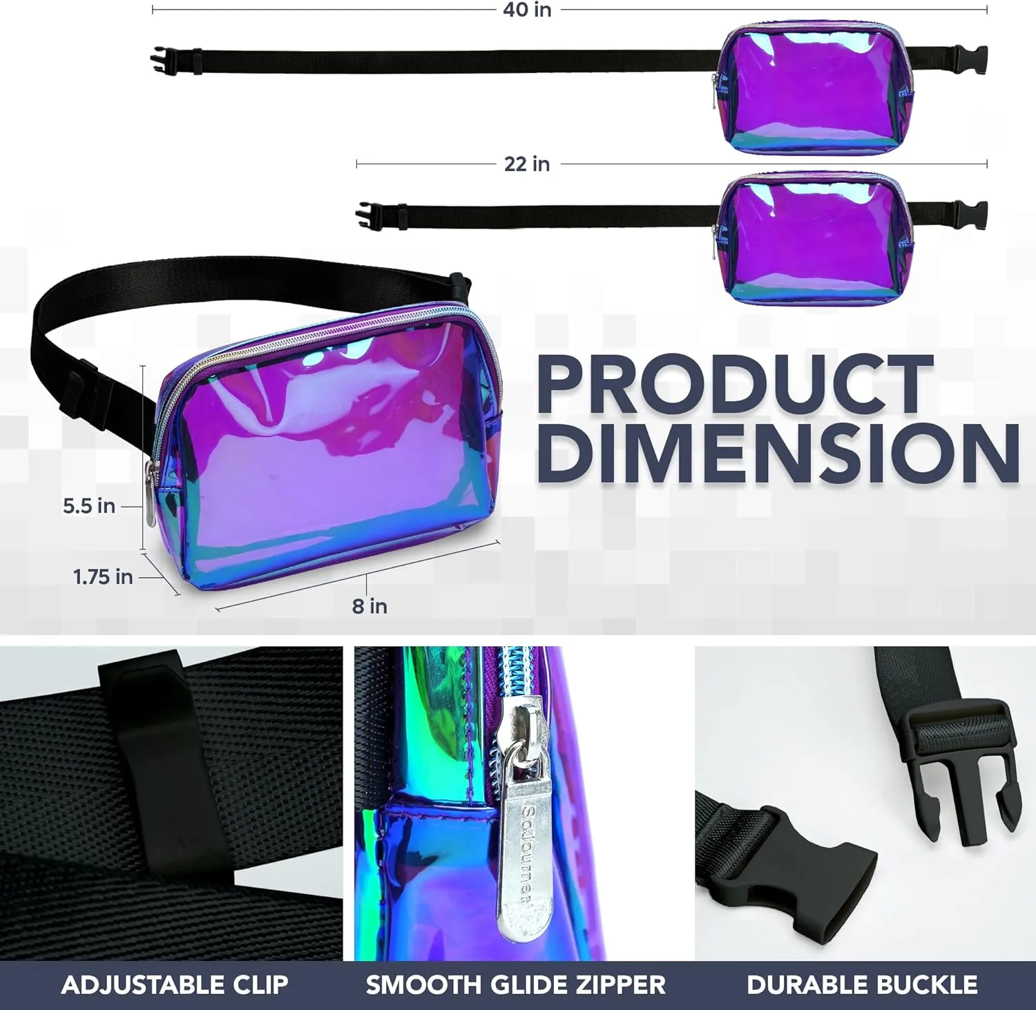 Rave Laser Purple Green Crossbody Belt Bag for Women – Stylish Fanny Pack, Functional and Fashion Waist Packs for Travel, Festivals, and Everyday Use