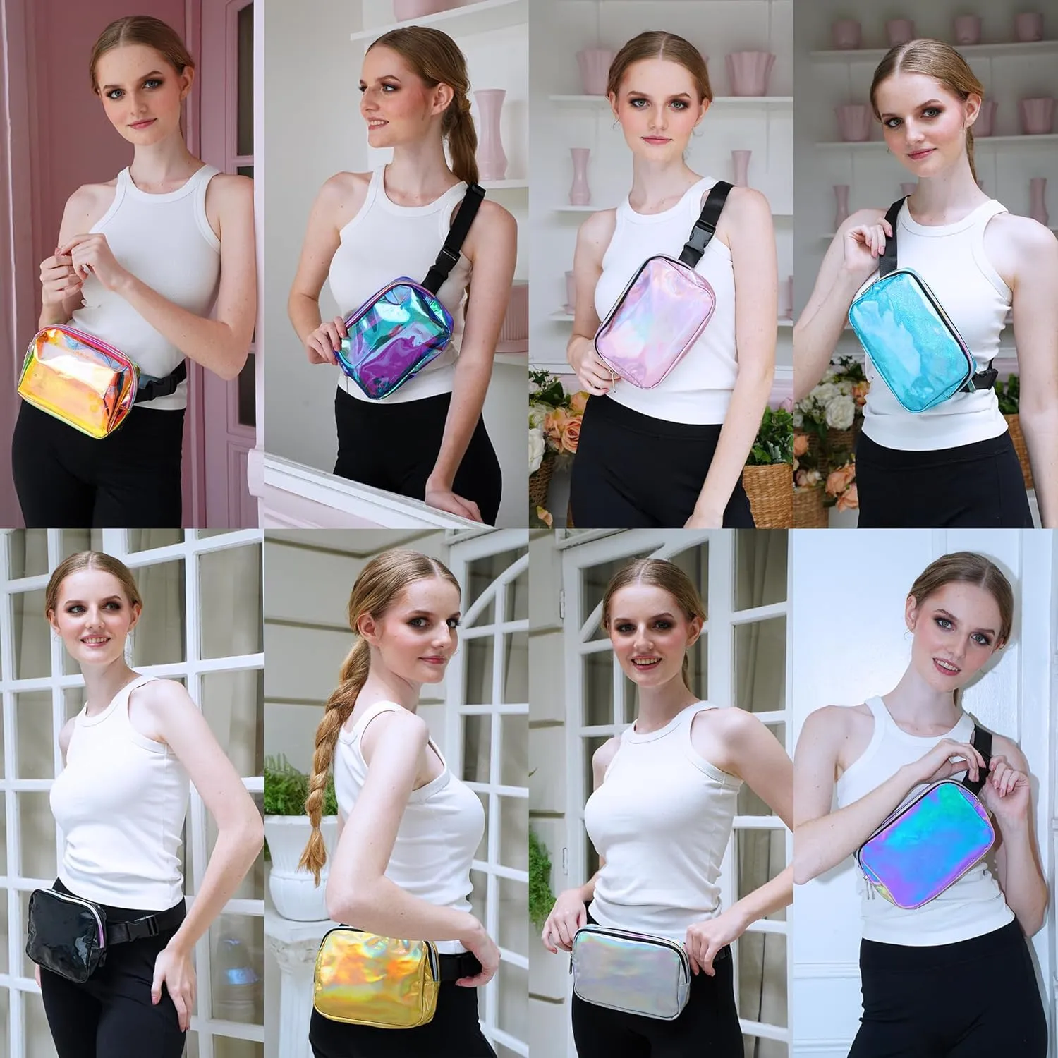 Rave Laser Purple Green Crossbody Belt Bag for Women – Stylish Fanny Pack, Functional and Fashion Waist Packs for Travel, Festivals, and Everyday Use