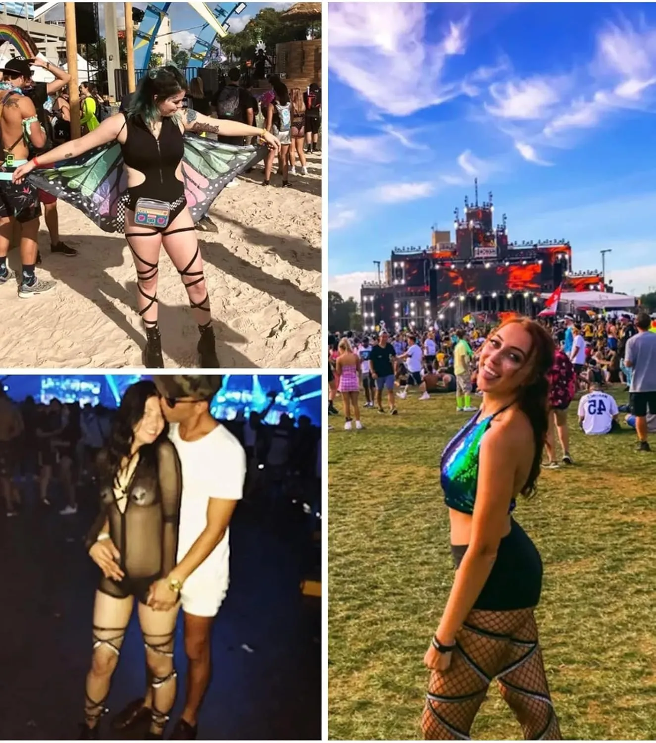 Rave Leg Wrap for Women - EDC Festival Outfit Elastic Non-Slip Strap Music Concert Accessories Neon Cosplay Costume