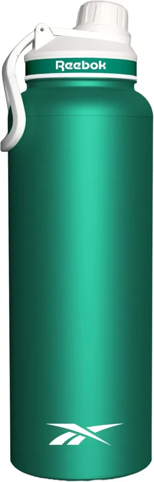 Reebok Athletic Stainless Steel Water Bottle - Insulated Water Bottle 32 oz With Chug Lid - Double Wall Vacuum Insulated Sports Water Bottle, BPA Free