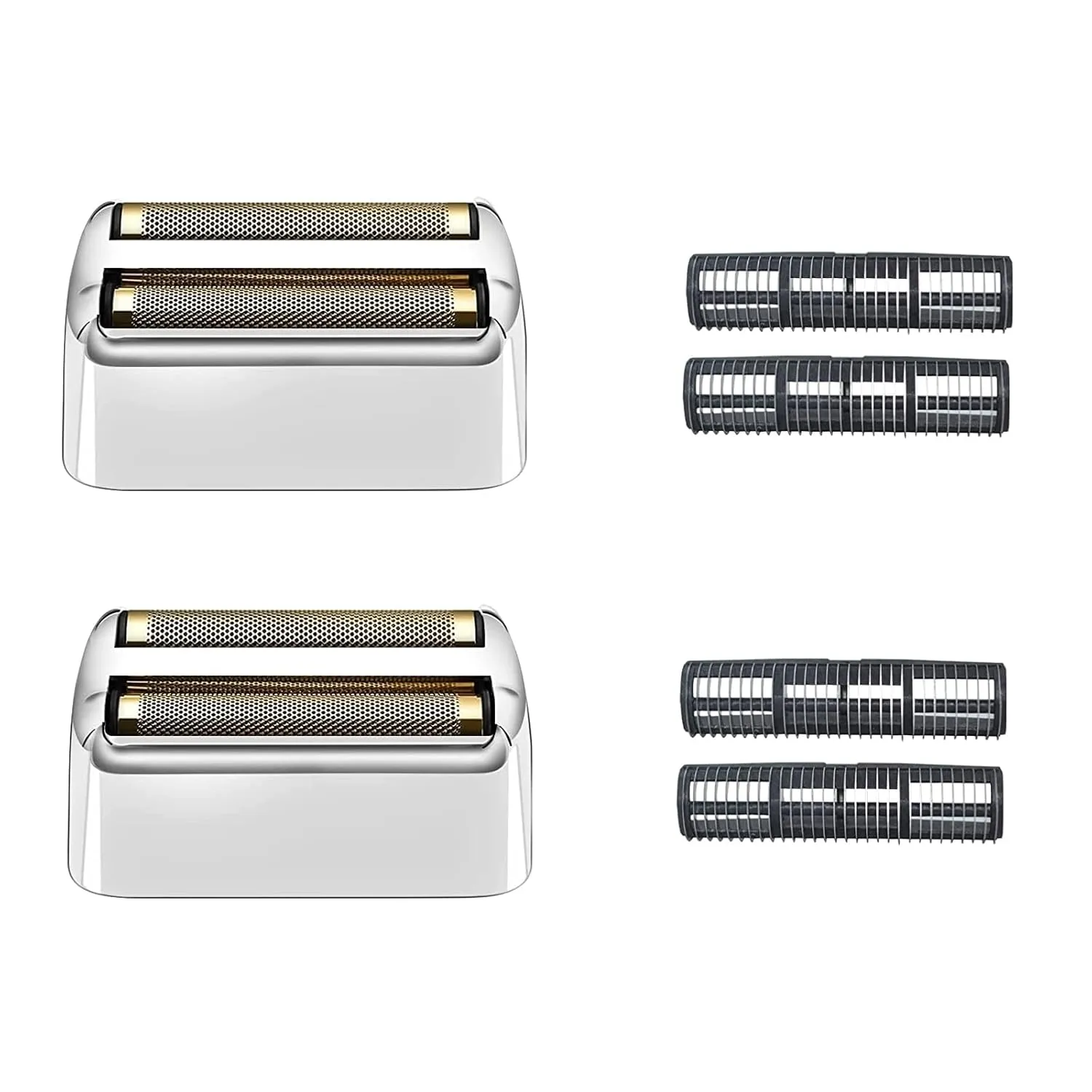 Replacement Foil and Cutters Compatible with BaBylissPRO Double Foil Shaver, Replacement Foil Compatible with BaBylissPRO FXFS2 Shaver,2 PACK (Silver)