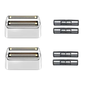 Replacement Foil and Cutters Compatible with BaBylissPRO Double Foil Shaver, Replacement Foil Compatible with BaBylissPRO FXFS2 Shaver,2 PACK (Silver)