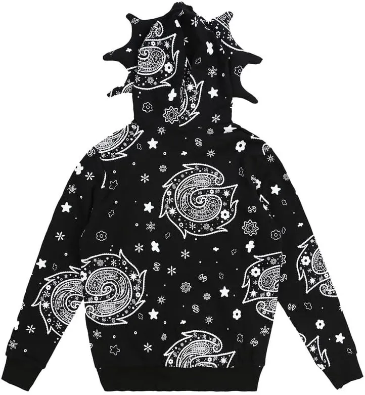 Retro Lazy Style Hoodie for Men Women Fun Multi Angle Full Zip Up Hoodie Oversized Hooded Sweatshirt