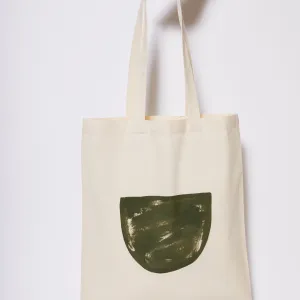 Reusable Calico Tote Bag - Olive half moon