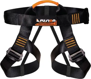 Rock Climbing Harness - Fusion Climb® - (5,000 LBS Rated) Professional Half Body Harness for Mountaineering, Tree Climbing, Ziplining, Rock Climbing, Rappelling - Heavy Duty Half Body Harness