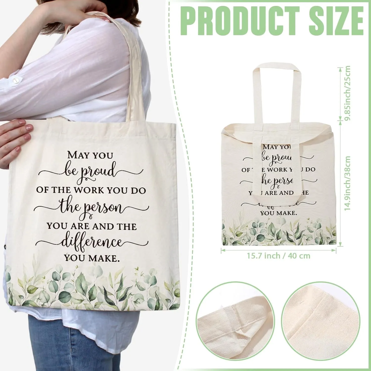 Roowest 60 Pcs Graduation Totes Bulk Canvas Tote Bags with Inspirational Quote Reusable Cotton Bags for High School College(May You Be Proud)