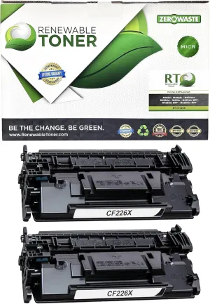 RT 26X MICR Compatible Replacement for HP 26X 26A | HP LJ Pro M402 M402n M402dn M402dw MFP M426 M426fdw M426fdn | CF226X CF226A Check Printer Cartridge (Pack of 2)