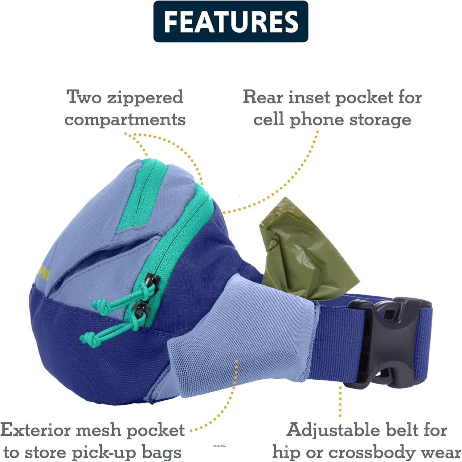 Ruffwear, Home Trail Hip Pack, Waist-Worn Gear Bag for Hiking & Camping with Dogs, Heliotrope Purple