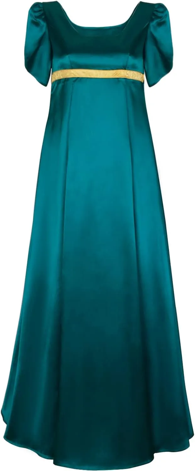 Satin Regency Dresses Vintage Ball Gown Victorian Empire Waist Dress for Women