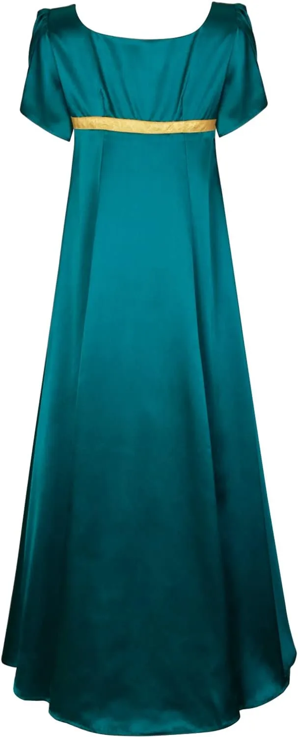 Satin Regency Dresses Vintage Ball Gown Victorian Empire Waist Dress for Women