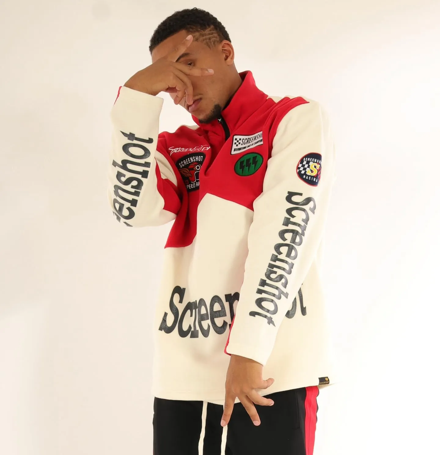 SCREENSHOT FLEECE HOODIE 3202 Mens Urban Streetwear Graffiti Embroidery Patch Fleece Pullover Hoodie Sweatshirt Top