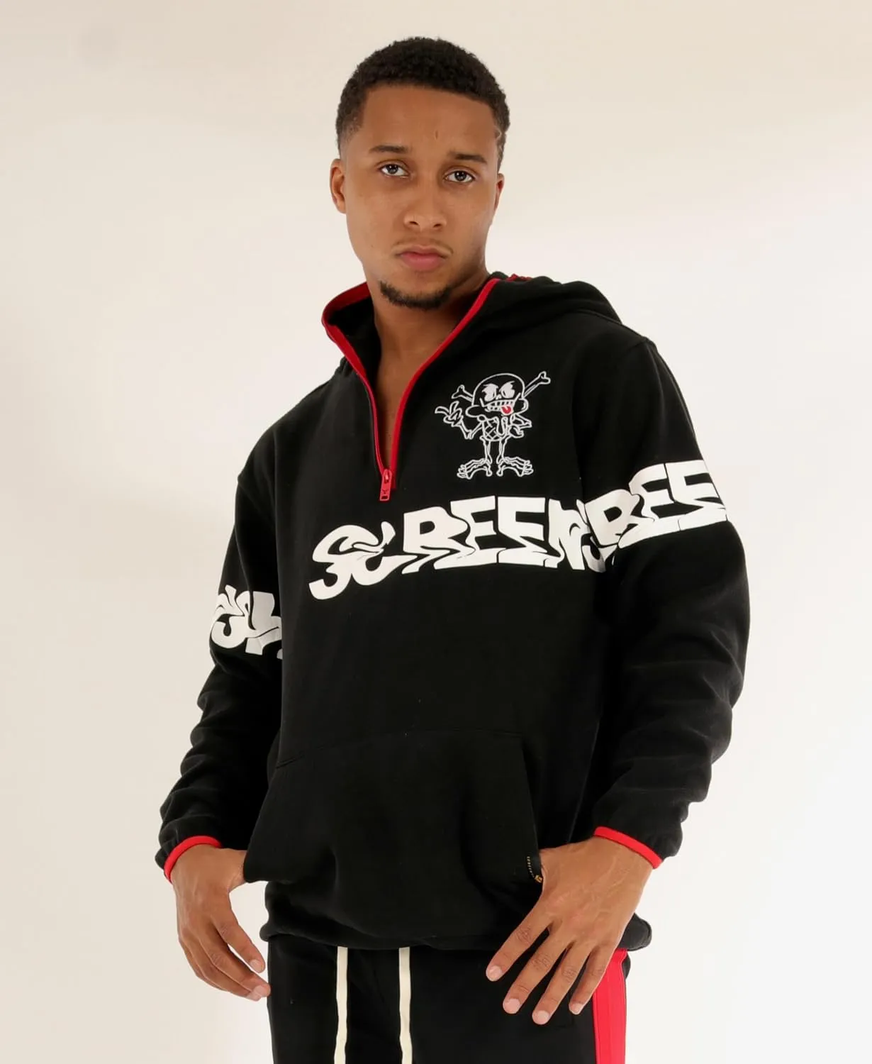 SCREENSHOT FLEECE HOODIE 3202 Mens Urban Streetwear Graffiti Embroidery Patch Fleece Pullover Hoodie Sweatshirt Top