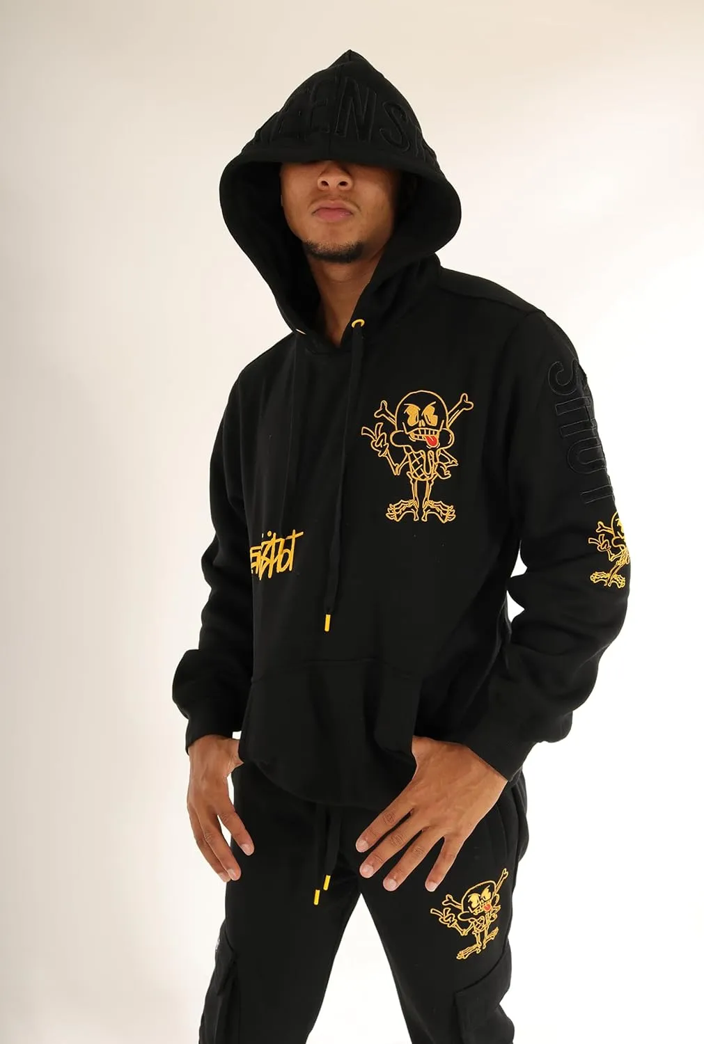 SCREENSHOT FLEECE HOODIE 3202 Mens Urban Streetwear Graffiti Embroidery Patch Fleece Pullover Hoodie Sweatshirt Top