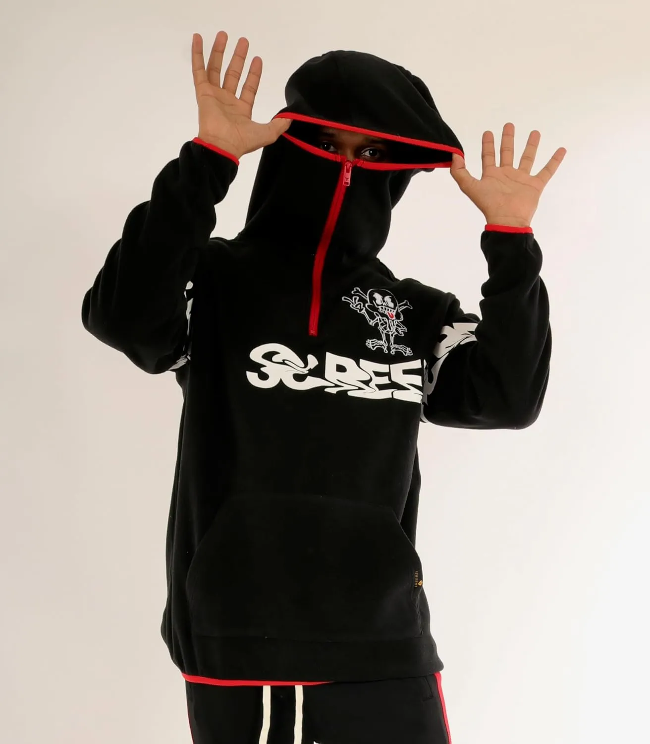 SCREENSHOT FLEECE HOODIE 3202 Mens Urban Streetwear Graffiti Embroidery Patch Fleece Pullover Hoodie Sweatshirt Top