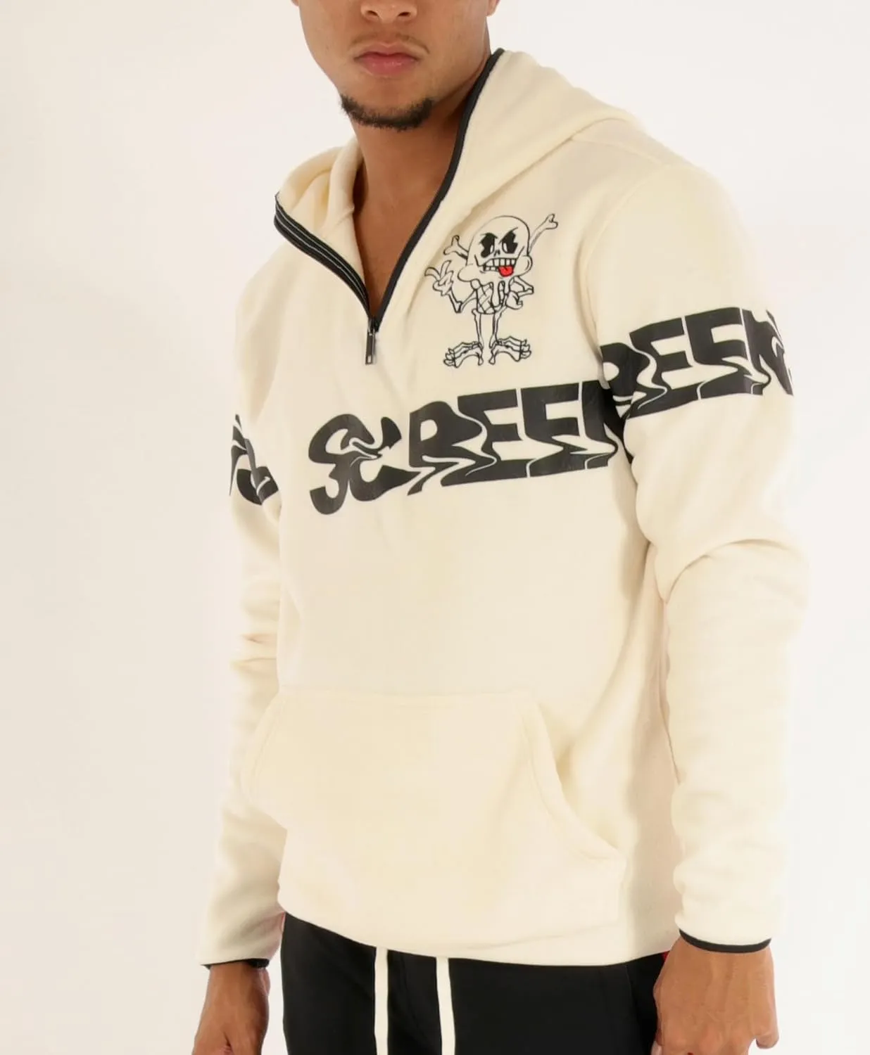 SCREENSHOT FLEECE HOODIE 3202 Mens Urban Streetwear Graffiti Embroidery Patch Fleece Pullover Hoodie Sweatshirt Top