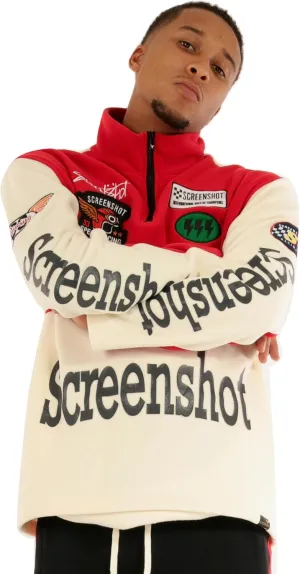 SCREENSHOT FLEECE HOODIE 3202 Mens Urban Streetwear Graffiti Embroidery Patch Fleece Pullover Hoodie Sweatshirt Top