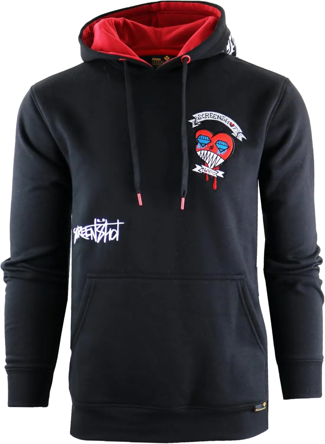 SCREENSHOT FLEECE HOODIE 3202 Mens Urban Streetwear Graffiti Embroidery Patch Fleece Pullover Hoodie Sweatshirt Top