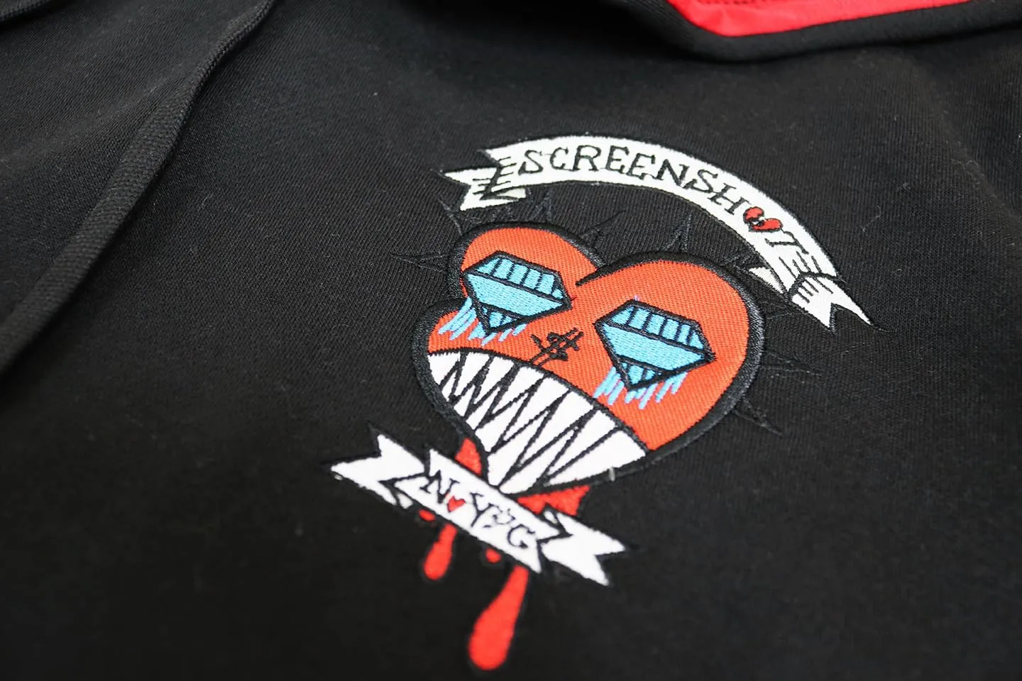 SCREENSHOT FLEECE HOODIE 3202 Mens Urban Streetwear Graffiti Embroidery Patch Fleece Pullover Hoodie Sweatshirt Top