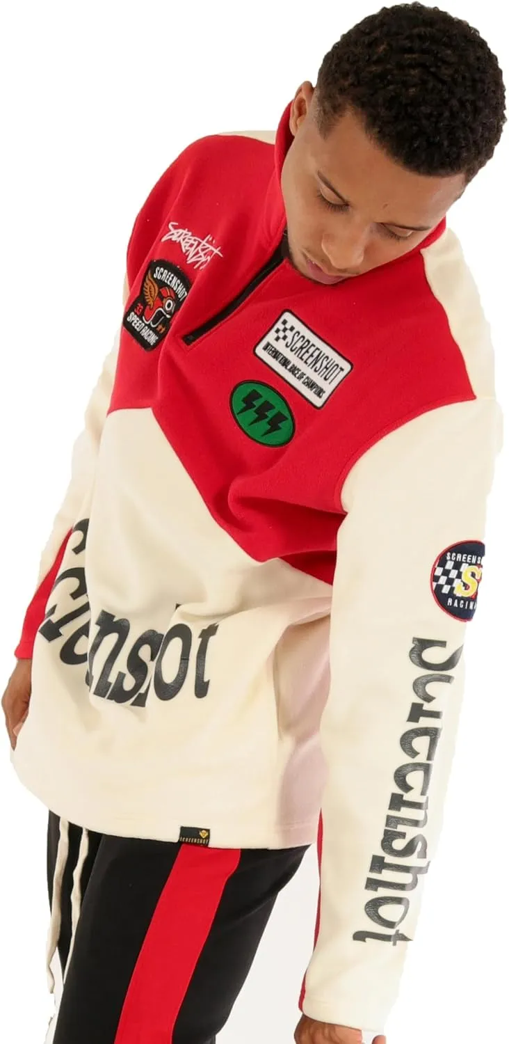 SCREENSHOT FLEECE HOODIE 3202 Mens Urban Streetwear Graffiti Embroidery Patch Fleece Pullover Hoodie Sweatshirt Top