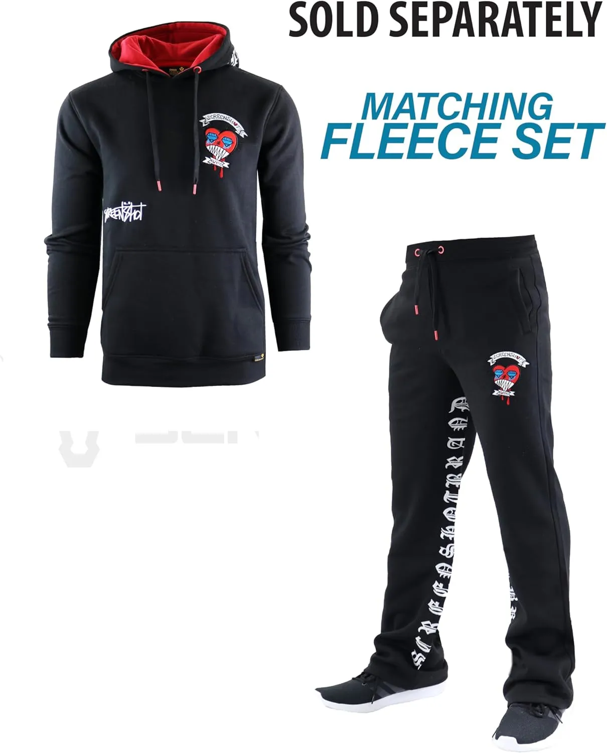 SCREENSHOT FLEECE HOODIE 3202 Mens Urban Streetwear Graffiti Embroidery Patch Fleece Pullover Hoodie Sweatshirt Top