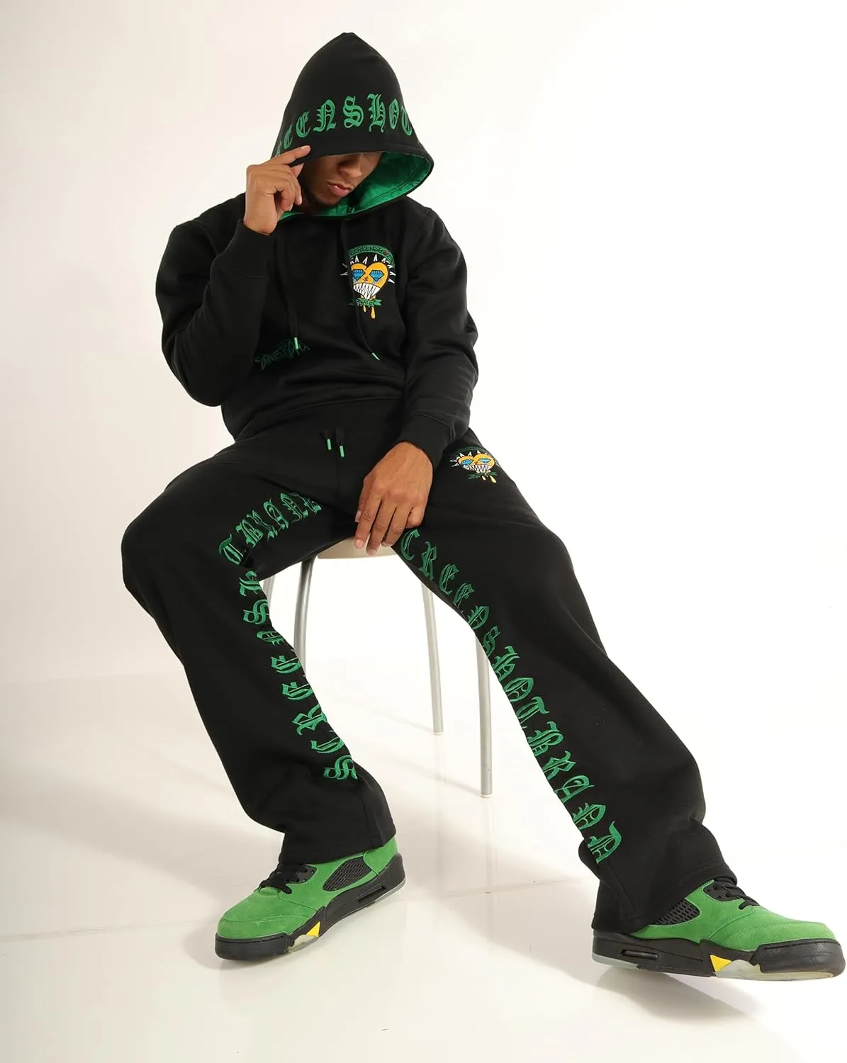 SCREENSHOT FLEECE HOODIE 3202 Mens Urban Streetwear Graffiti Embroidery Patch Fleece Pullover Hoodie Sweatshirt Top