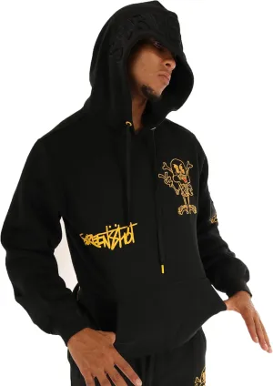 SCREENSHOT FLEECE HOODIE 3202 Mens Urban Streetwear Graffiti Embroidery Patch Fleece Pullover Hoodie Sweatshirt Top