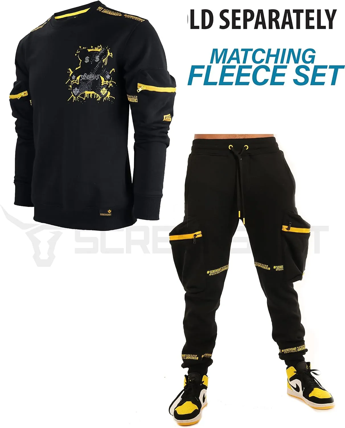 SCREENSHOT Mens Urban NYC Graffiti Hip Hop Fleece Pants Active Fashion Drawstring Sweatpants Bottoms