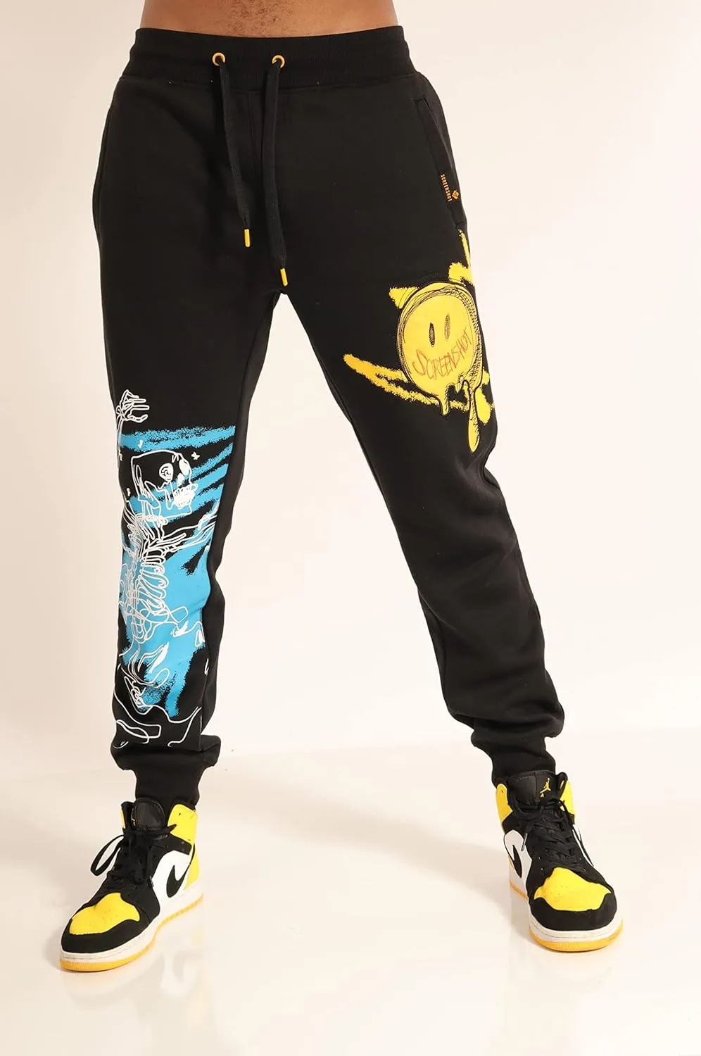 SCREENSHOT Mens Urban NYC Graffiti Hip Hop Fleece Pants Active Fashion Drawstring Sweatpants Bottoms