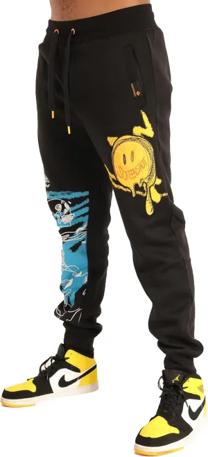 SCREENSHOT Mens Urban NYC Graffiti Hip Hop Fleece Pants Active Fashion Drawstring Sweatpants Bottoms